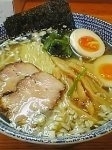 「味玉らーめん(塩・平打ち麺)大盛+らいす」@藍嶌の写真
