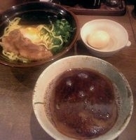 「黒スタミナ豚つけ麺+地鶏の味玉」@豚骨世界 大大の写真