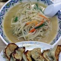 「みそラーメン（650円）+ギョーザ（400円）」@中華料理 東苑 富岡店の写真