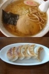 「醤油ラーメン600円+餃子400円」@佐野青竹手打らーめん 大関の写真