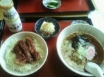 「ミニセット（ソースカツ丼+醤油ラーメン）」@牛乳屋食堂の写真