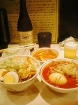 「ハーフセット（北極ハーフ+半蒙古丼）+麻婆単品+ネギ」@蒙古タンメン 中本 目黒店の写真