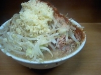 「ラーメン（全マシ 野菜、ニンニク、アブラ、カラメ、唐辛子）」@ラーメン二郎 高田馬場店の写真