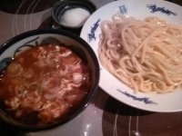 「本格派カリーつけ麺 温玉 150円 ナチュラルチーズ 150円」@三ツ矢堂製麺 中目黒本店の写真