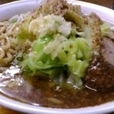 拉麺（脂多め・ニンニク）（野菜大盛後乗せ）+大盛