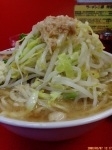 「ラーメン（麺カタメ・ヤサイ・ニンニク・アブラ+小豚+生玉子）75」@ラーメン二郎 神田神保町店の写真