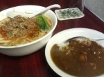 「辛々セット（赤担（麺多め）とミニカレーのセット）」@二代目めん家 味味の写真