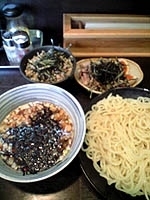 「づけ麺（冷・並）全部のせ+豚ニラどんぶり（小）」@づけ麺 秀の写真