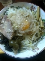 「油めん（野菜、玉ねぎ、ニンニク）」@らーめん ぽっぽっ屋 水道橋店の写真