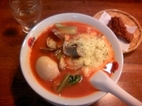 「太陽のボンゴレ麺+味玉+チーズ ￥1080」@太陽のトマト麺 四谷2丁目店の写真