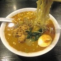 「カレー坦々麺+味付玉子+麺カタメ」@桃天花の写真