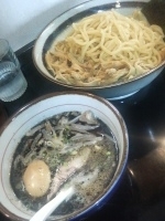 「極太黒つけ麺+大盛+味玉子+メンマ」@麺堂 稲葉の写真