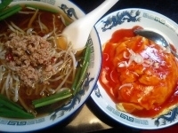 「ラーメンセット（四川ラーメン+天津丼）700円」@海味鮮 都賀駅前店の写真
