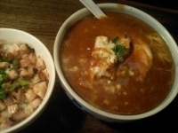 「えび香油魚醤らぁめん+霜降りハーブの豚ごはん（800円+450円」@らぁめんの店 小櫻の写真