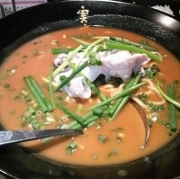 「かれー麺（￥750）+半ライス（ランチサービス）」@かれー麺 実之和 新宿御苑前店の写真