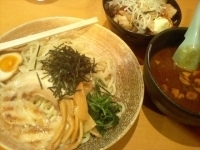 「8月限定 痛いつけ麺（丸太麺）+チャーシュー飯（680円+250」@麺屋青山 臼井店の写真