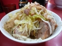 「汁なしラーメンブタ入り（ニンニク少な目全部 魚粉）」@ラーメン二郎 環七一之江店の写真
