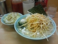 「塩ネギラーメン中盛+うずら+もやしキャベツ」@壱六家 大船店の写真
