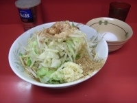 「汁なし小 600円（全マシ、魚粉マシマシ）+生卵 50円」@ラーメン二郎 環七一之江店の写真
