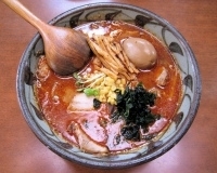 「爆発チャーシュー（細麺）+味付け玉子+火吹メンマ」@味噌一 常盤台店の写真