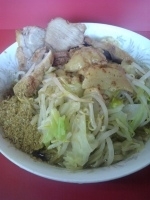 「汁なし（カラカラ、アブラ、ニンニク、魚粉ダブル）」@ラーメン二郎 環七一之江店の写真