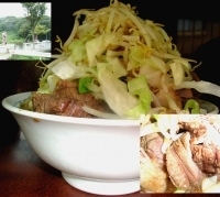 「大ブタW（麺かため、ニンニク、ヤサイマシマシ、カラメ）」@ラーメン二郎 めじろ台法政大学前店の写真