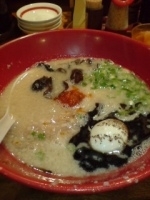 「赤丸かさね味（バリカタ）+玉子入り+替え玉（ハリガネ）1100円」@博多一風堂 上野広小路店の写真