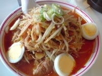 「味噌卵麺（麺固め、+特盛、+ライス）850円+110円+150円」@蒙古タンメン 中本 亀戸店の写真