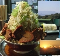 「大ラーメン（4.5人前）800円+豚トリプル300円（もやし増量」@麺屋 婆娑羅の写真