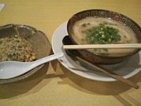「ラーメン、半チャンセット」@博多長浜らーめん 夢街道 土橋店の写真
