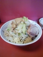 「汁なし 大 700円（全マシ・魚粉・生卵50円）」@ラーメン二郎 環七一之江店の写真