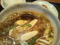 「すきやきメン+セット（餃子3個+半ライス）680円+280円」@さっぽろ亭 きあい岳ヒュッテの写真