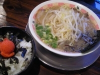 「久らーめん550円明太子ごはん300円」@めん屋 亀久の写真