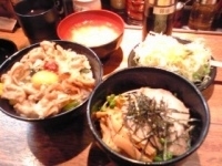 「油そばミニセット すた丼  850円」@伝説のすた丼屋 東八店の写真