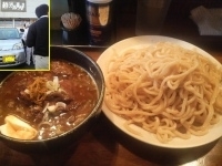 「牛すじカレーつけそば（ヤサイ入り）+大盛（400g）」@麺 池谷精肉店の写真