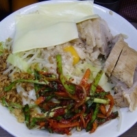 「大ぶたダブル 850円 + 汁なし 80円 + ニラキムチ 80」@ラーメン二郎 横浜関内店の写真