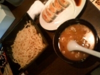 「豚骨つけ麺粉節 + 大盛り + 餃子」@ラーメン&らーめん 一代元 国分寺店の写真