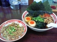 「ラーメンと煮玉子、豚めし」@尾道ラーメン 麺一筋 足立竹ノ塚店の写真