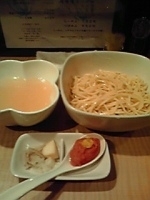 「1月限定 京人参と渡り蟹風味のつけめん」@菜の写真