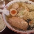 塩ワンタン麺（ランチサービス特盛+ライス）+味玉 1080円+1
