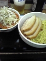 「辛味噌つけめん（大盛）+チャーシュー+野菜大盛+生ニンニク」@味噌麺処 花道庵の写真