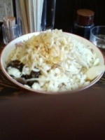 「ラーメン700円（大盛り=クーポン+野菜+タマネギマシマシ+麺柔」@らーめん るどるふの写真