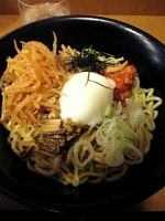 「浜辛そば大盛+温玉+辛味モヤシ」@油そば専門店 浜そば 本店の写真