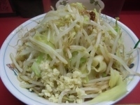 「汁なし大 700円（ヤサイ・ニンニク・カラメ、魚粉）+生卵 50」@ラーメン二郎 環七一之江店の写真