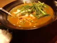 「かれー麺 サービス半ライス」@かれー麺 実之和 新宿御苑前店の写真