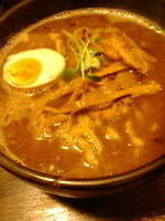 「焦がし醤油+つけめん（半分）」@燈の車の写真