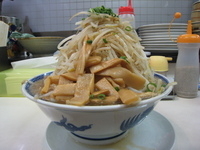 「らー麺（中盛 味こい目・モヤシ多め）+小ブタ+豚豚100g+メン」@勝新亀ふじの写真