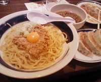 「醤油つけ麺（生卵+納豆）」@元祖大王SL 海浜幕張店の写真