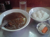 「カレーラーメン（並辛） 600円（ランチサービス100円引き）+」@大沢食堂の写真