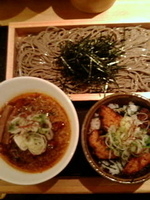 「つけ蕎麦 鶏肉 こってり 大大 香味揚げミニ丼」@つけ蕎麦 安土 高田馬場本店の写真